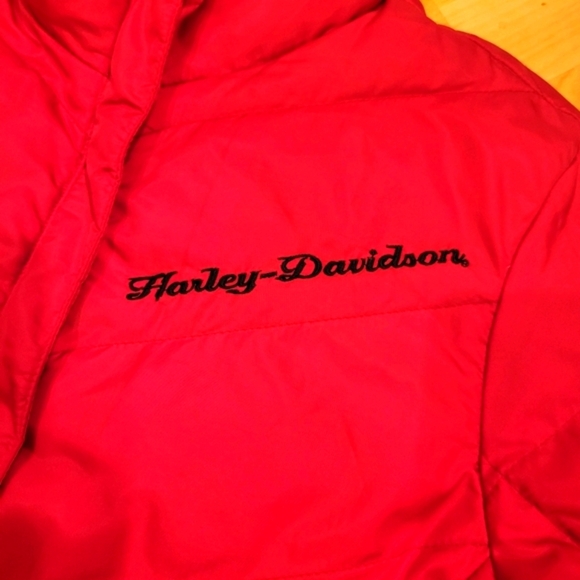 Harley Davidson Women's Duck Down Full Zip Puffer Jacket Size Small Tall - Picture 9 of 12